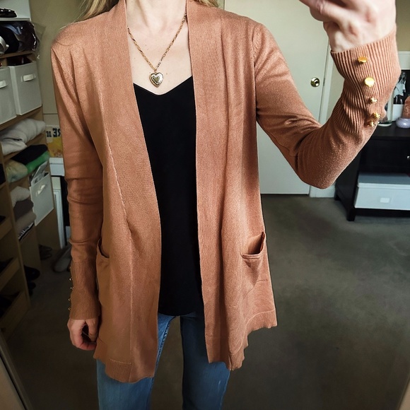 Primark Caramel Tan Mid Length Open Cardigan Sweater XS - Picture 1 of 7